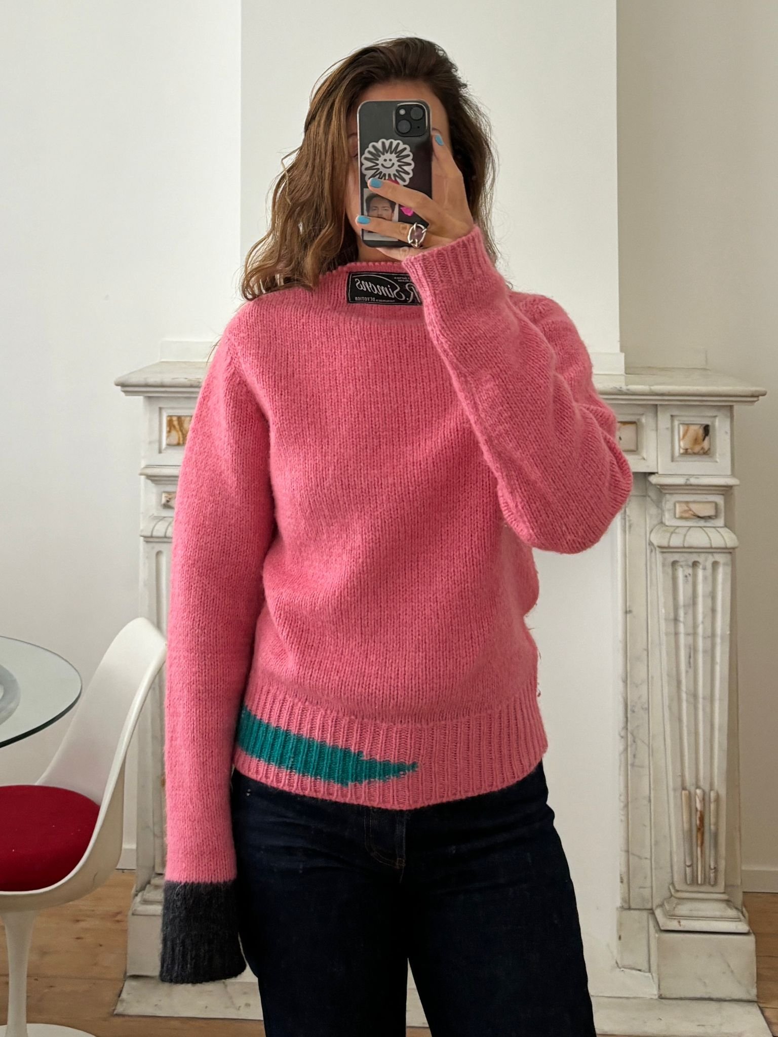 小物 raf simons Mohair Long Grove Raf Simons Pink Knitted Jumper FW2021 | Logo Patch | €350